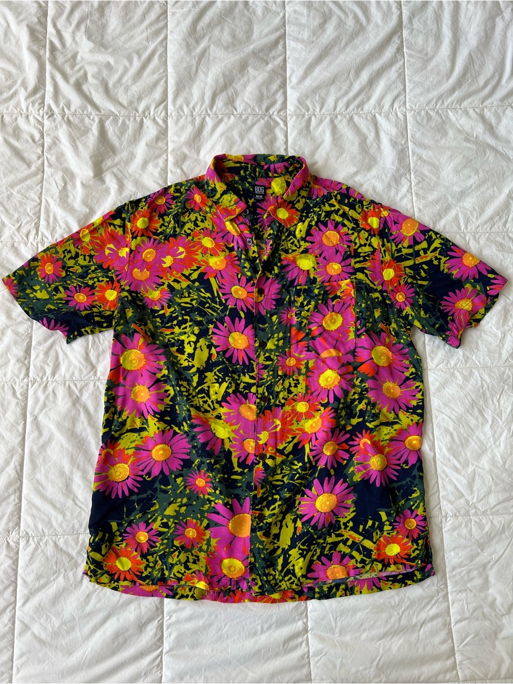 BDG Men's Short-Sleeve Floral Button-Down Shirt